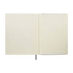 Carnet Moleskine Classic souple, fermeture élastique et pages lignées couleur noir troisième vue arrière