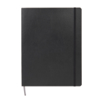 Carnet Moleskine Classic souple, fermeture élastique et pages lignées couleur noir troisième vue frontale