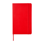 Carnet Moleskine Classic avec mention “en cas de perte”, pages lignées couleur rouge foncé deuxième vue frontale