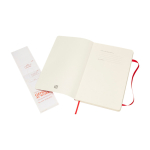 Carnet Moleskine Classic avec mention “en cas de perte”, pages lignées couleur rouge foncé troisième vue frontale