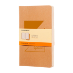 Cahier Moleskine cartonné et pochette intérieure, pages lignées couleur marron vue impression sérigraphique