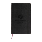 Carnet Moleskine Classic pages blanches, mention« en cas de perte » couleur noir vue détail avec logo