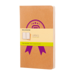 Carnet Moleskine Cahier Journal à reliure cousue, pages blanches couleur marron vue impression sérigraphique