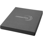 Coffret carnet rigide avec stylo à encre noire assorti couleur noir vue impression sérigraphique