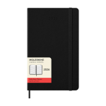 Agenda effet cuir, vue journalière et couverture rigide Moleskine couleur noir