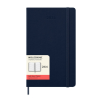 Agenda effet cuir, vue journalière et couverture rigide Moleskine couleur bleu