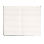Agenda effet cuir, vue journalière et couverture rigide Moleskine couleur vert quatrième vue