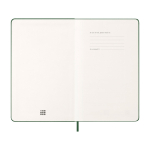 Agenda effet cuir, vue journalière et couverture rigide Moleskine couleur vert cinquième vue
