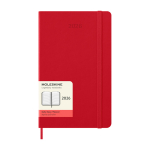 Agenda effet cuir, vue journalière et couverture rigide Moleskine couleur rouge foncé