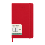Agenda hebdomadaire rigide Moleskine 12 mois, en papier effet cuir couleur rouge foncé