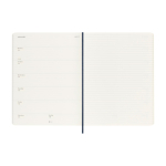 Grand agenda hebdomadaire soupe en papier imitation cuir Moleskine couleur bleu quatrième vue