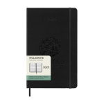 Agenda hebdomadaire vertical, élastique et poche intérieure Moleskine couleur noir vue détail avec logo