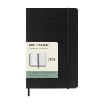 Agenda de poche hebdomadaire et souple avec élastique Moleskine couleur noir