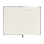 Agenda de poche journalier rigide avec pochette intérieure Moleskine couleur noir troisième vue