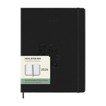Agenda hebdomadaire grand format et rigide avec élastique Moleskine couleur noir vue détail avec logo