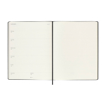 Agenda hebdomadaire grand format et rigide avec élastique Moleskine couleur noir quatrième vue