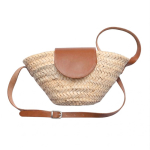 Petit panier en palmier avec longues anses, fabriqué dans l'UE couleur naturel première vue