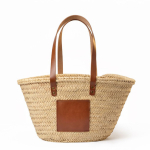 Grand panier en palmier, idéal pour la plage, fabriqué dans l'UE couleur naturel