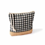 Trousse en coton recyclé et jute, motif à carreaux 220 g/m² couleur noir première vue