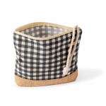 Trousse en coton recyclé et jute, motif à carreaux 220 g/m² couleur noir deuxième vue