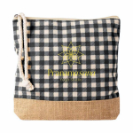 Trousse en coton recyclé et jute, motif à carreaux 220 g/m² couleur noir troisième vue