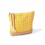 Trousse en coton recyclé et jute, motif à carreaux 220 g/m² couleur jaune première vue