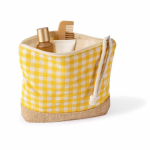 Trousse en coton recyclé et jute, motif à carreaux 220 g/m² couleur jaune troisième vue