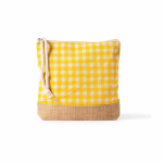 Trousse en coton recyclé et jute, motif à carreaux 220 g/m² couleur jaune