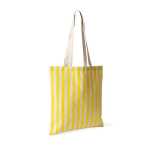 Sac en coton recyclé avec anses longues et motif rayé 180 g/m² couleur jaune première vue