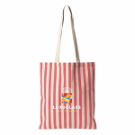 Sac en coton recyclé avec anses longues et motif rayé 180 g/m² couleur corail troisième vue