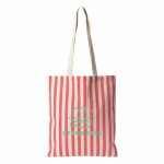 Sac en coton recyclé avec anses longues et motif rayé 180 g/m² couleur corail quatrième vue