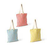 Sac en coton recyclé avec anses longues et motif rayé 180 g/m² couleur corail cinquième vue