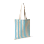 Sac en coton recyclé avec anses longues et motif rayé 180 g/m² couleur bleu pastel première vue