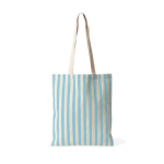 Sac en coton recyclé avec anses longues et motif rayé 180 g/m² couleur bleu pastel