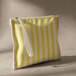 Trousse en coton recyclé avec dragonne type bracelet 180 g/m² couleur jaune deuxième vue