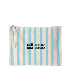 Trousse en coton recyclé avec dragonne type bracelet 180 g/m² couleur bleu pastel avec zone d'impression
