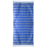 Paréo à rayures en coton recyclé, idéal pour la plage, 340 g/m² couleur bleu deuxième vue