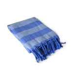 Paréo à rayures en coton recyclé, idéal pour la plage, 340 g/m² couleur bleu