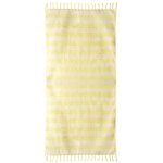 Paréo à rayures en coton recyclé, idéal pour la plage, 340 g/m² couleur jaune deuxième vue
