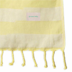 Paréo à rayures en coton recyclé, idéal pour la plage, 340 g/m² couleur jaune troisième vue