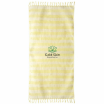 Paréo à rayures en coton recyclé, idéal pour la plage, 340 g/m² couleur jaune quatrième vue