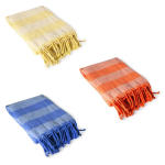 Paréo à rayures en coton recyclé, idéal pour la plage, 340 g/m² couleur jaune cinquième vue