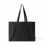 Grand sac en coton recyclé avec soufflet et longues anses 220 g/m² couleur noir
