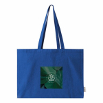 Grand sac en coton recyclé avec soufflet et longues anses 220 g/m² couleur bleu troisième vue