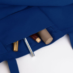 Grand sac en coton recyclé avec soufflet et longues anses 220 g/m² couleur bleu sixième vue