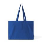 Grand sac en coton recyclé avec soufflet et longues anses 220 g/m² couleur bleu