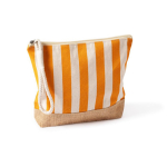 Trousse rayée en coton et jute avec cordon sur la tirette couleur orange première vue