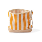 Trousse rayée en coton et jute avec cordon sur la tirette couleur orange deuxième vue