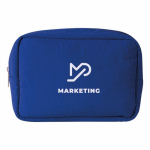 Trousse en nylon et polyester avec fermeture éclair assortie couleur bleu troisième vue