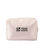 Trousse en nylon et polyester résistant à compartiment unique couleur beige avec zone d'impression